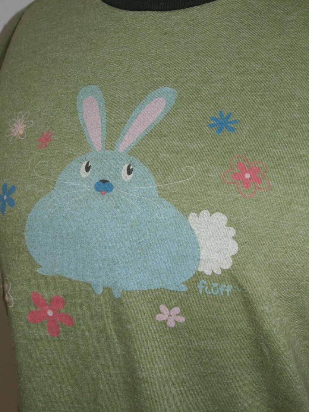 Vintage Cottontail Bunny Baby Tee Shirt Top Mossy Green Coquette Y2K Retro - Picture 3 of 7